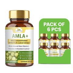 Organic Veda Amla C+ Capsules, 120-count herbal supplement in blister pack, showcasing the capsule packaging.