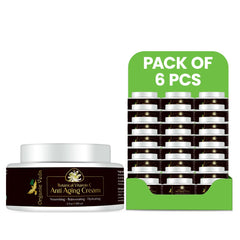 Organic Veda Anti-Aging Botanical Vitamin C Cream in 3.4oz jar, showing the cream's smooth texture and botanical ingredients.