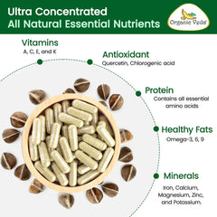 Organic Veda Moringa Seed Capsules showing the capsule bottles with green labeling and capsules inside, on a white background.