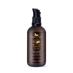 Organic Veda Skin Renew Radiance Serum in a 50ml bottle with dropper, showcasing its sleek packaging and clear liquid formula.